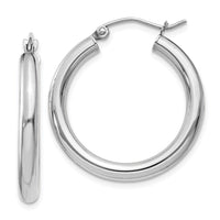 Thumbnail for 14K White Gold Polished 3mm Tube Hoop Earrings