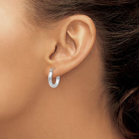 Thumbnail for 14K White Gold Polished 3mm Tube Hoop Earrings