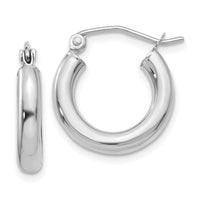 Thumbnail for 14K White Gold Polished 3mm Tube Hoop Earrings