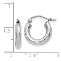 Thumbnail for 14K White Gold Polished 3mm Tube Hoop Earrings