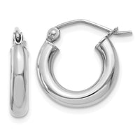 Thumbnail for 14K White Gold Polished 3mm Tube Hoop Earrings