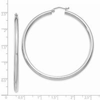 Thumbnail for 14K White Gold Polished 3mm Tube Hoop Earrings