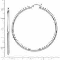 Thumbnail for 14K White Gold Polished 3mm Tube Hoop Earrings