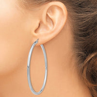 Thumbnail for 14K White Gold Polished 3mm Tube Hoop Earrings