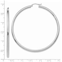 Thumbnail for 14K White Gold Polished 3mm Tube Hoop Earrings