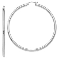 Thumbnail for 14K White Gold Polished 3mm Tube Hoop Earrings