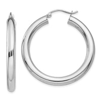 Thumbnail for 14K White Gold Polished 4mm Tube Hoop Earrings