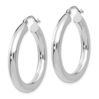 Thumbnail for 14K White Gold Polished 4mm Tube Hoop Earrings