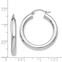 Thumbnail for 14K White Gold Polished 4mm Tube Hoop Earrings