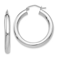 Thumbnail for 14K White Gold Polished 4mm Tube Hoop Earrings