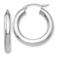 Thumbnail for 14K White Gold Polished 4mm Tube Hoop Earrings