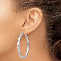 Thumbnail for 14K White Gold Polished 4mm Tube Hoop Earrings
