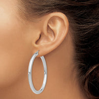 Thumbnail for 14K White Gold Polished 4mm Tube Hoop Earrings