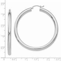 Thumbnail for 14K White Gold Polished 4mm Tube Hoop Earrings