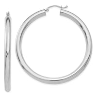 Thumbnail for 14K White Gold Polished 4mm Tube Hoop Earrings