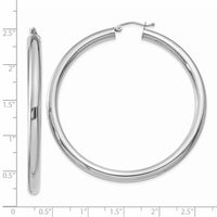Thumbnail for 14K White Gold Polished 4mm Tube Hoop Earrings