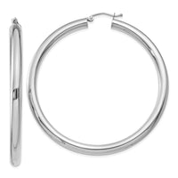 Thumbnail for 14K White Gold Polished 4mm Tube Hoop Earrings