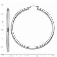 Thumbnail for 14K White Gold Polished 4mm Tube Hoop Earrings