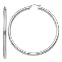 Thumbnail for 14K White Gold Polished 4mm Tube Hoop Earrings