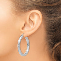 Thumbnail for 14k White Gold Polished 5mm Tube Hoop Earrings