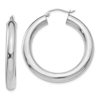 Thumbnail for 14k White Gold Polished 5mm Tube Hoop Earrings
