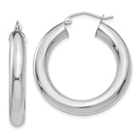 Thumbnail for 14k White Gold Polished 5mm Tube Hoop Earrings