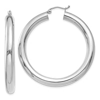 Thumbnail for 14k White Gold Polished 5mm Tube Hoop Earrings