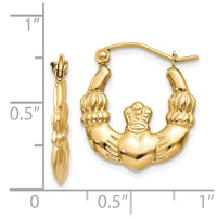 Thumbnail for 14k Polished Claddagh Hoop Earrings