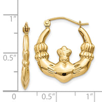 Thumbnail for 14k Polished Claddagh Hoop Earrings