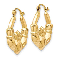 Thumbnail for 14k Polished Claddagh Hoop Earrings