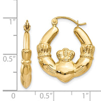 Thumbnail for 14k Polished Claddagh Hoop Earrings