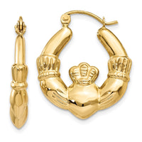 Thumbnail for 14k Polished Claddagh Hoop Earrings