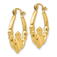 Thumbnail for 14k Polished Claddagh Hoop Earrings