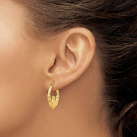 Thumbnail for 14k Polished Claddagh Hoop Earrings