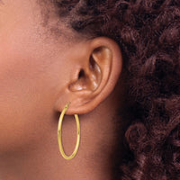 Thumbnail for 14k Polished 2x35mm Tube Hoop Earrings