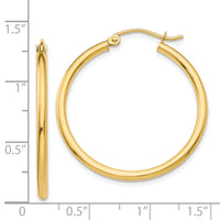 Thumbnail for 14k Polished 2x30mm Tube Hoop Earrings