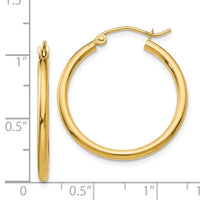 Thumbnail for 14k Polished 2x25mm Tube Hoop Earrings