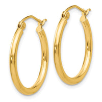 Thumbnail for 14k Polished 2x20mm Tube Hoop Earrings