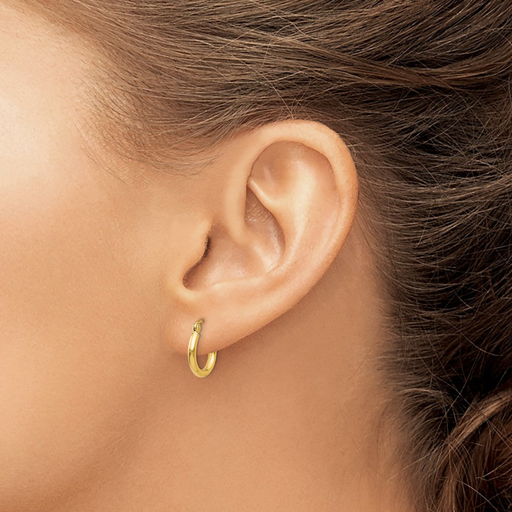 14k Polished 2x12mm Tube Hoop Earrings