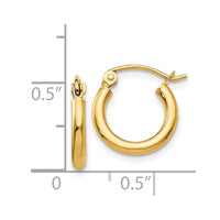 Thumbnail for 14k Polished 2x12mm Tube Hoop Earrings
