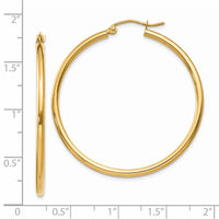 Thumbnail for 14k Polished 2x40mm Tube Hoop Earrings