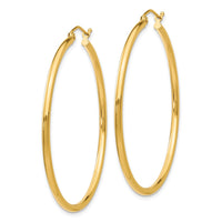 Thumbnail for 14k Polished 2x45mm Tube Hoop Earrings