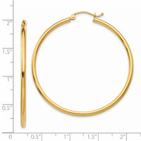 Thumbnail for 14k Polished 2x45mm Tube Hoop Earrings