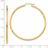 Thumbnail for 14k Polished 2x50mm Tube Hoop Earrings