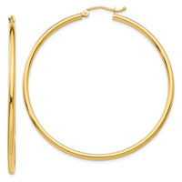 Thumbnail for 14k Polished 2x50mm Tube Hoop Earrings