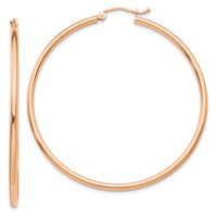 Thumbnail for 14k Polished 2x50mm Tube Hoop Earrings