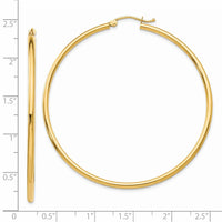 Thumbnail for 14k Polished 2x55mm Tube Hoop Earrings