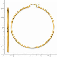 Thumbnail for 14k Polished 2x60mm Tube Hoop Earrings
