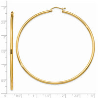 Thumbnail for 14k Polished 2x65mm Tube Hoop Earrings