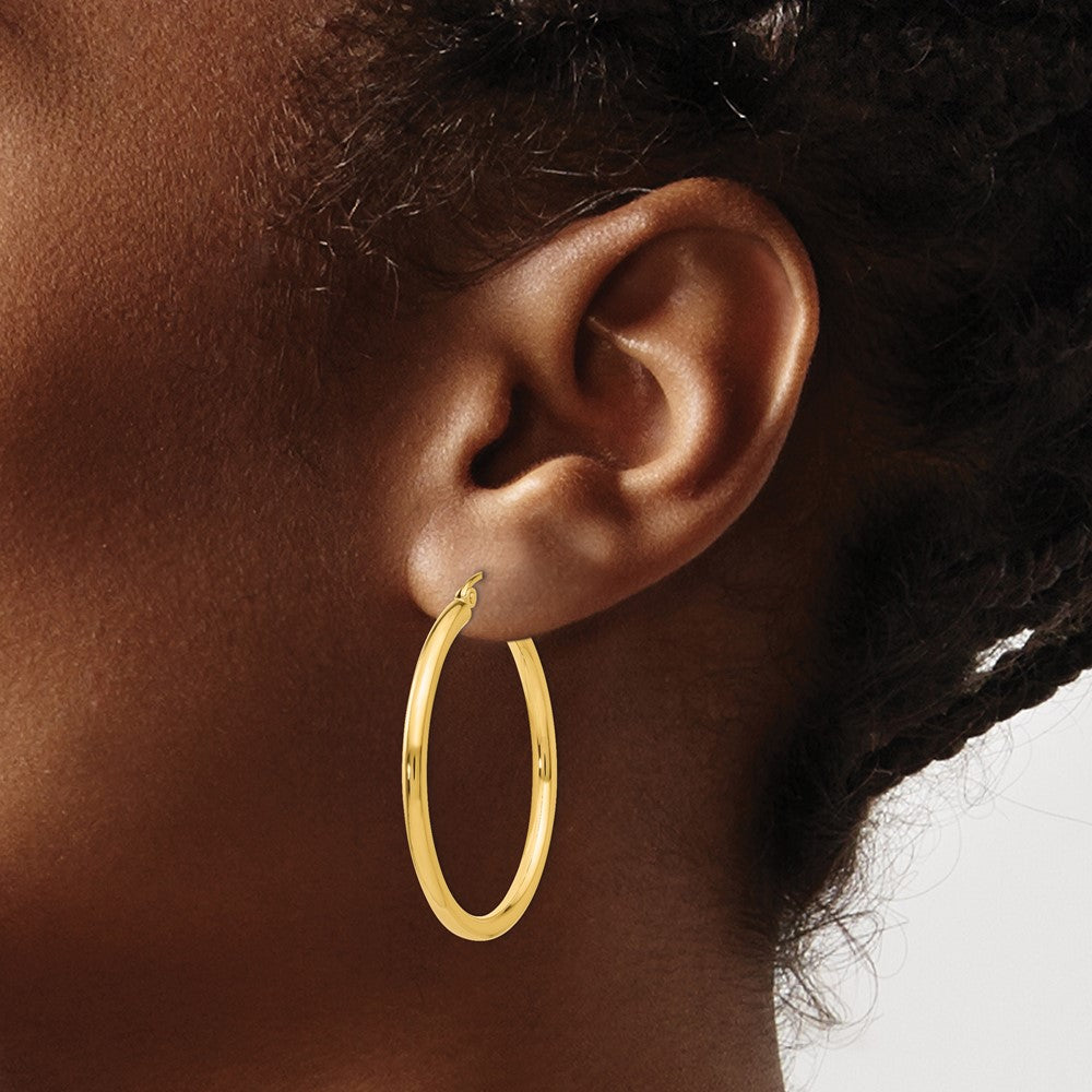 14K Polished 2.5mm Tube Hoop Earrings